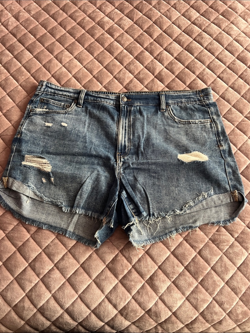 aerie Distressed Blue Denim Jean Shorts